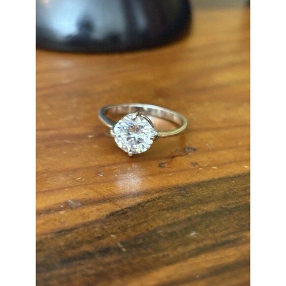 Sterling Silver Cubic Zirconia Engagement Ring Women’s Size 6.75 Wedding Cocktai - Picture 2 of 11